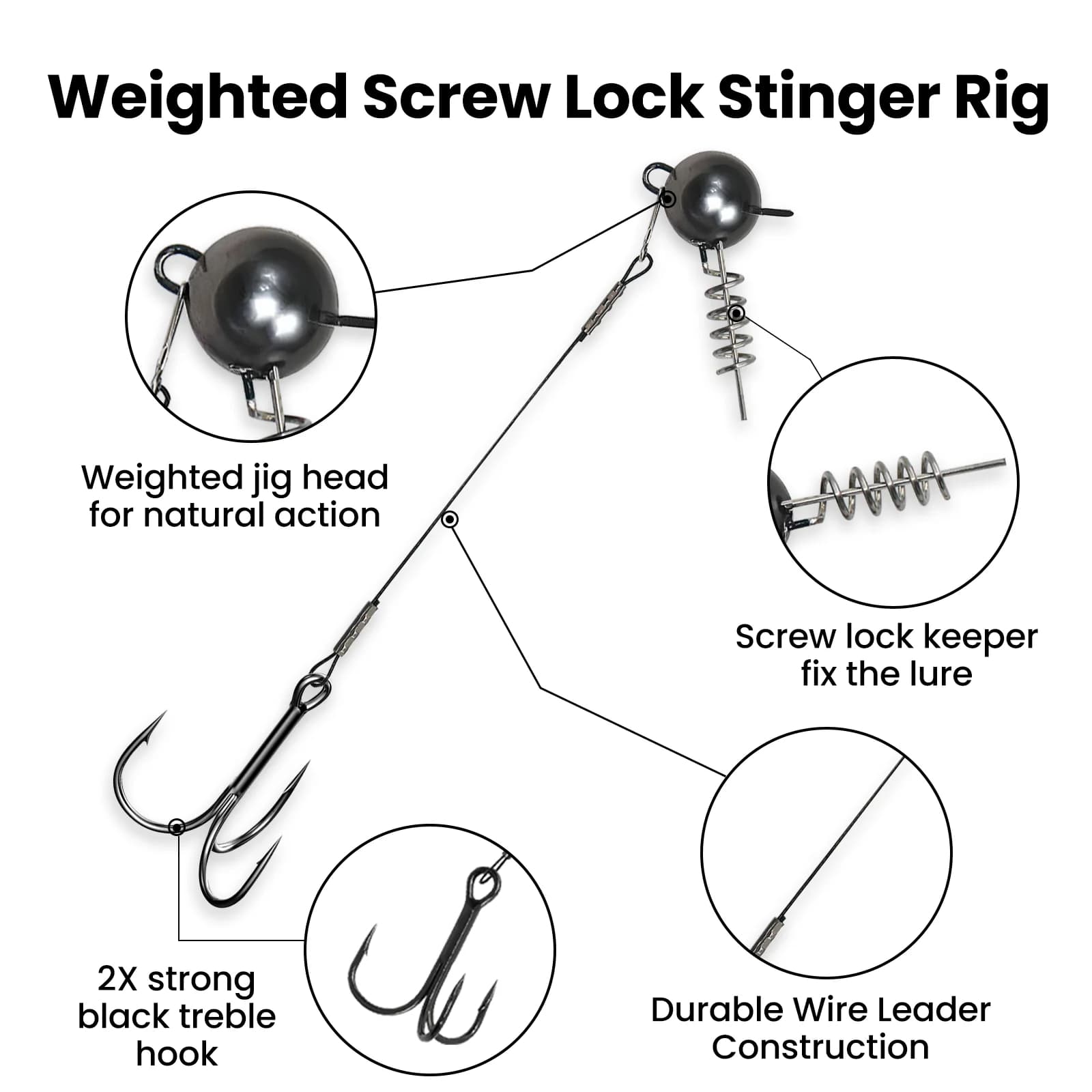 Monturi Pike Stinger cu cap jig Screwball și cârlig triplu