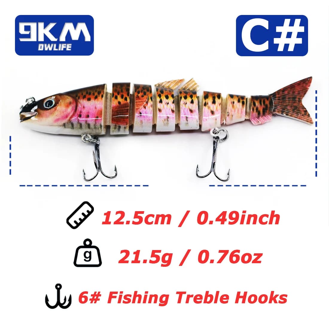 Nălucă swimbait segmentată, multi-articulată, 12.5cm