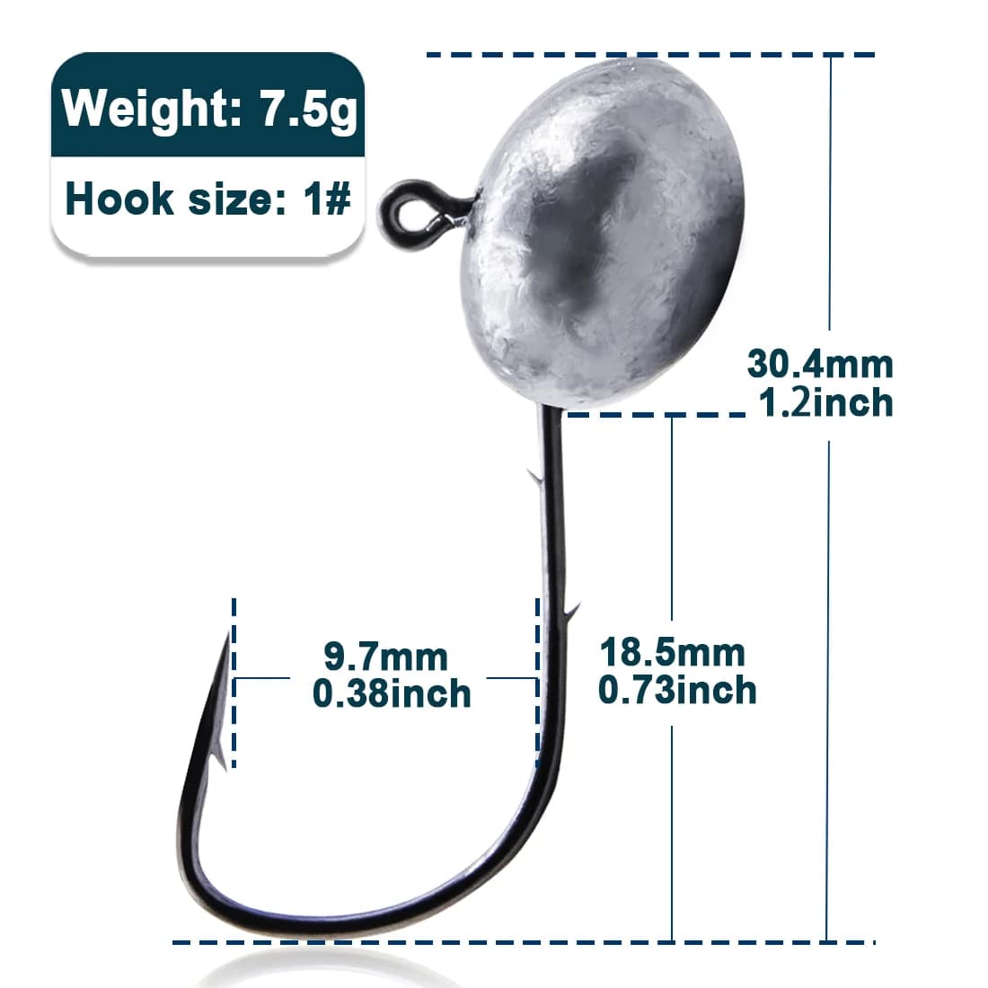 Cârlig jig head micro, 1.5g-7.5g, dublu cârligeat, 10 buc