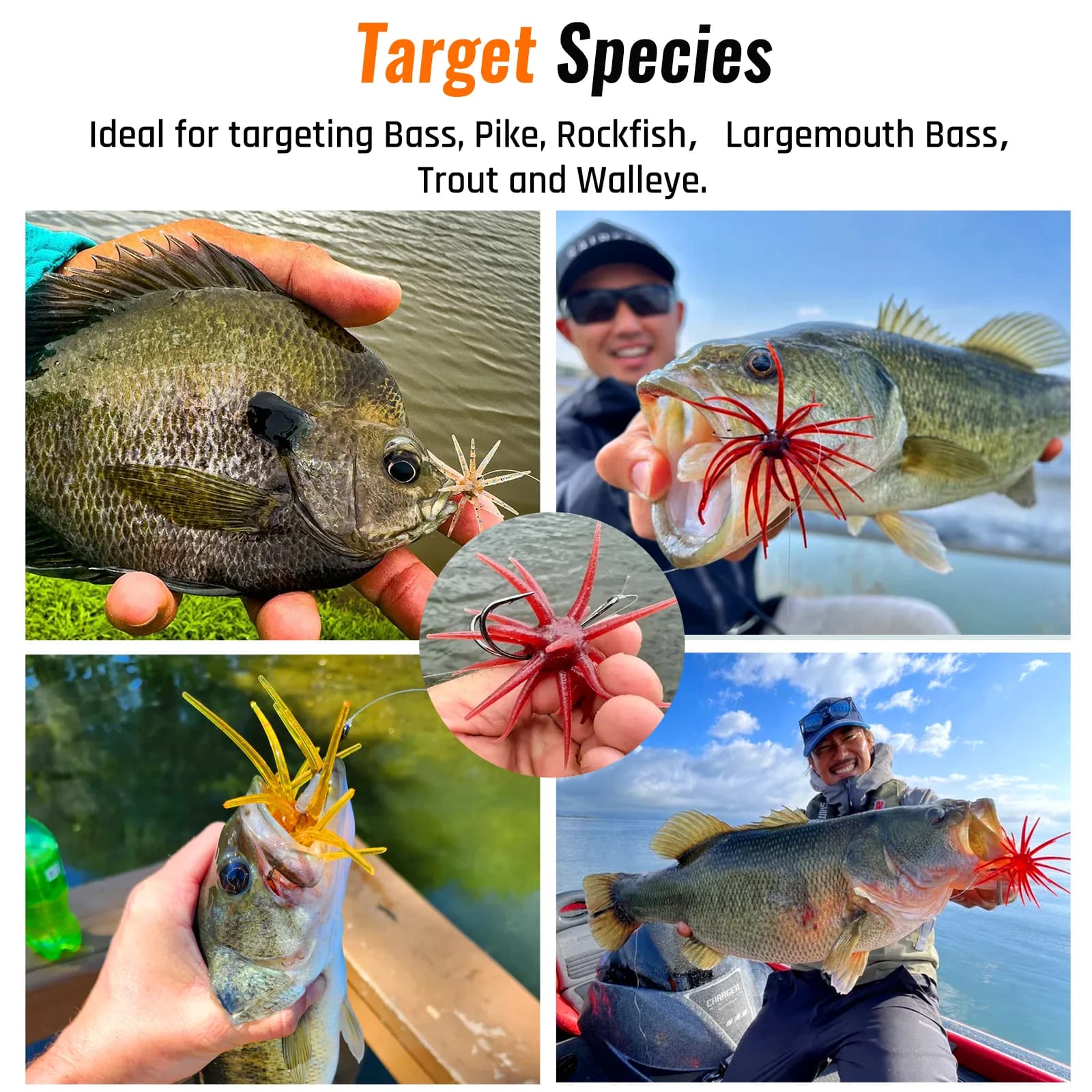 Momeli moi din plastic tip Arici de Mare pentru Bass