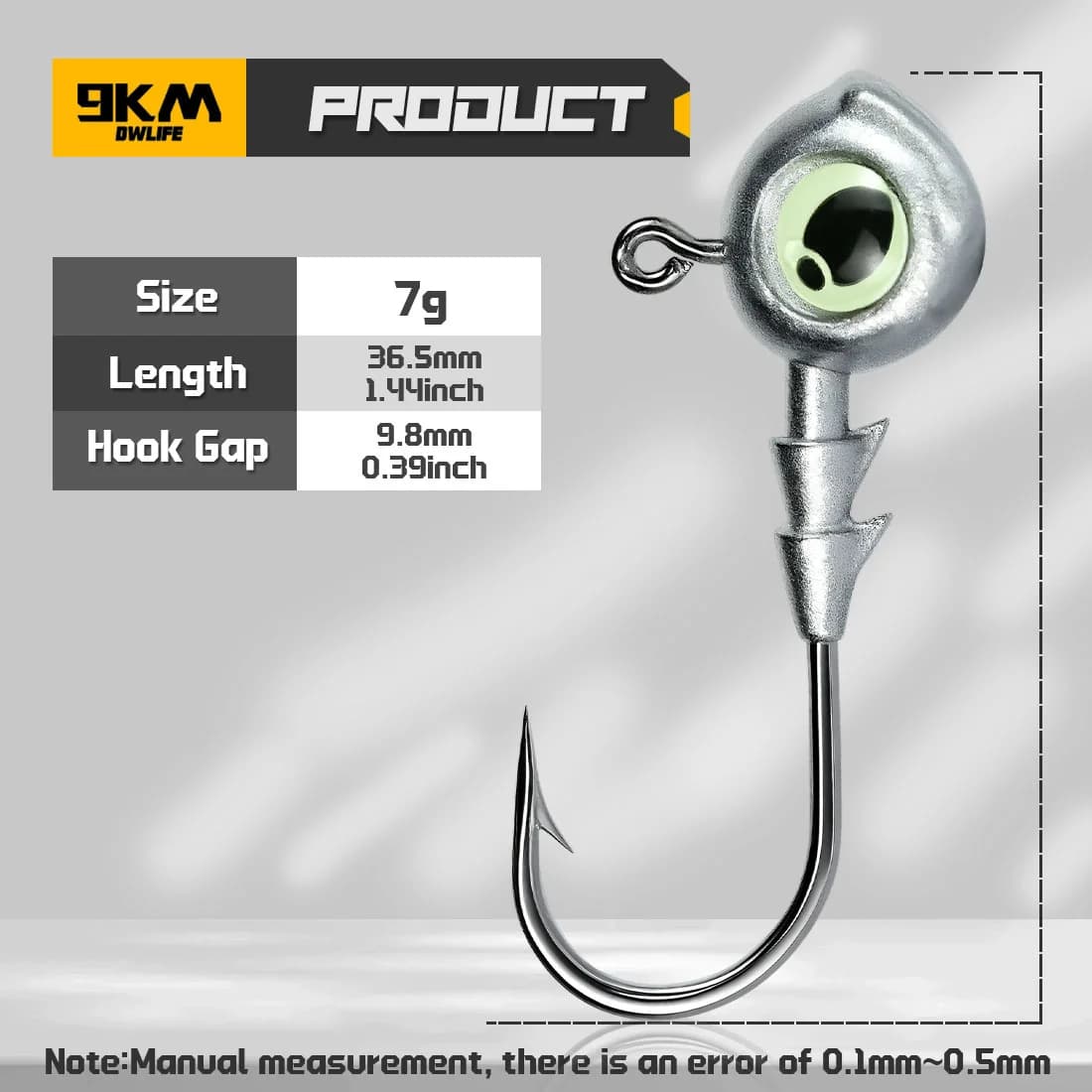 10Buc Cârlige Cap Jig Luminescente, 3.5g-10g