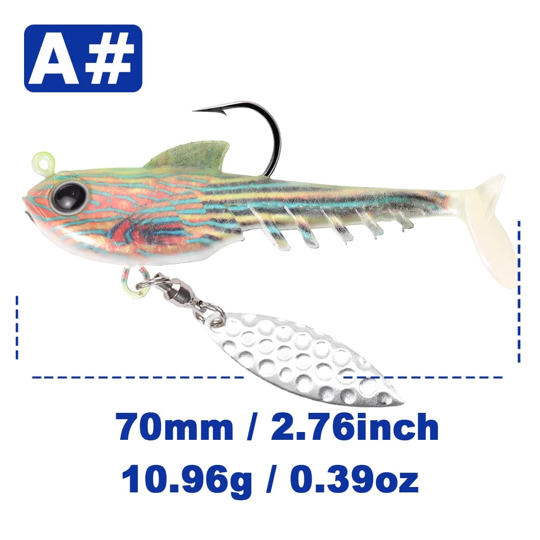 Cap jig din plastic moale pentru swimbait cu lamă spinner