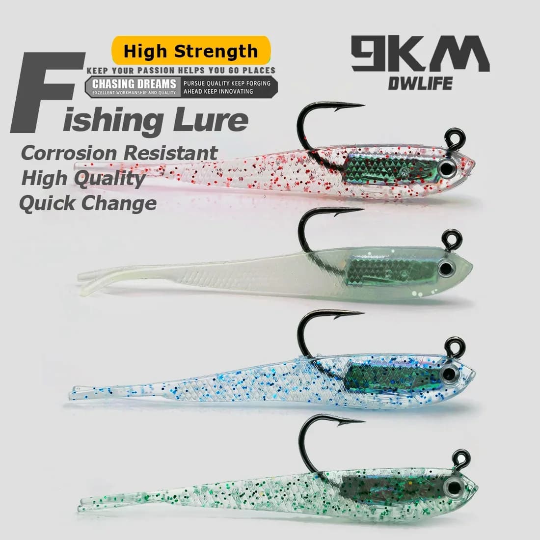 Năluci moi swimbait cu cap jig, set 5 buc