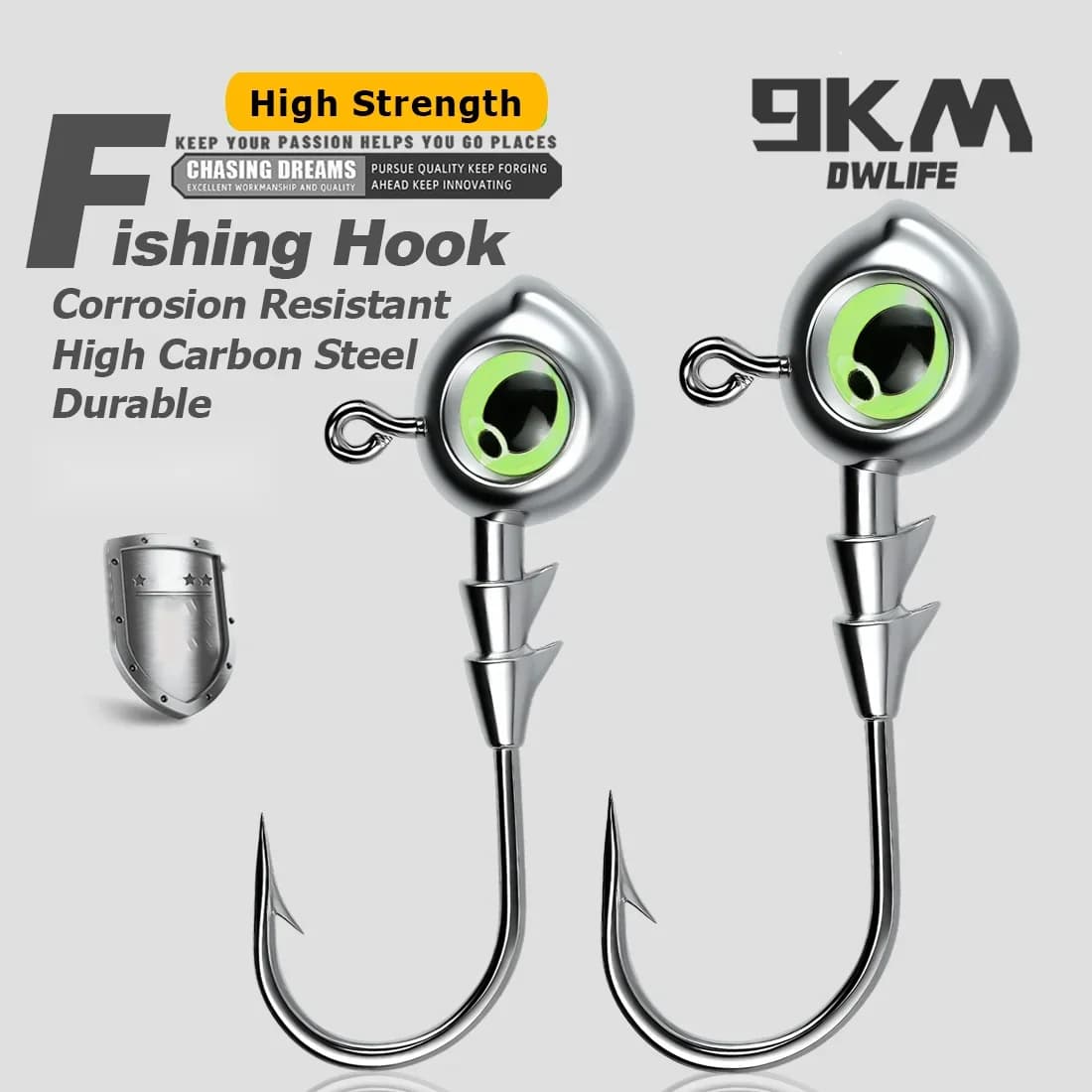 10Buc Cârlige Cap Jig Luminescente, 3.5g-10g