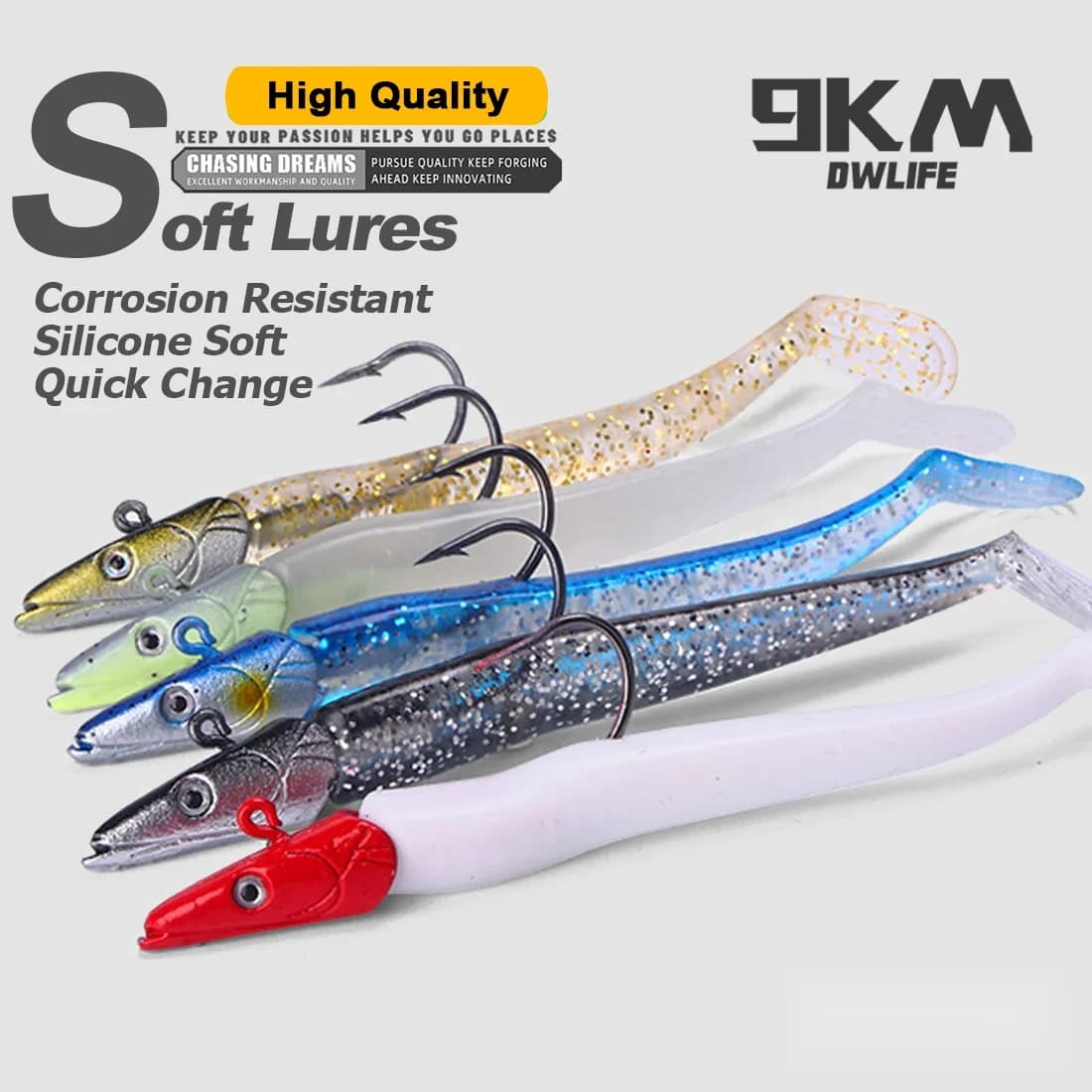 Momeală moale swimbait cu jig head și cârlig, 1-5 bucăți, 12.5cm